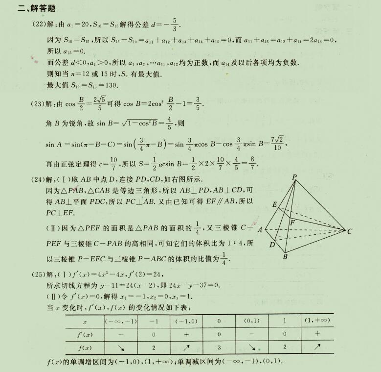 2021年广东成人高考高起点《理科数学》试题九(图4)